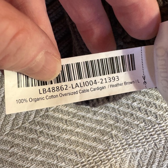 Quince 100% Organic Cotton Oversized Cable Cardigan Heather Brown Womens L - Picture 7 of 9